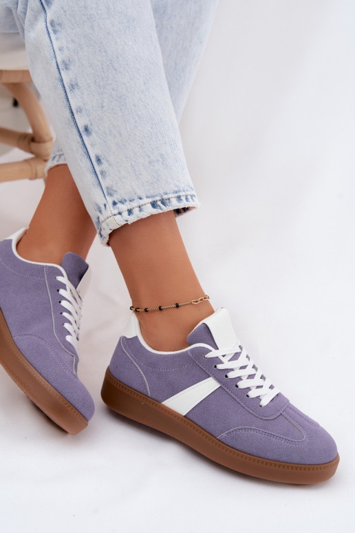 Sneakers met imitatie van faux suede in violet Calira