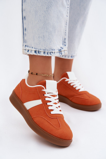 Sneakers met imitatie van faux suede in oranje Calira