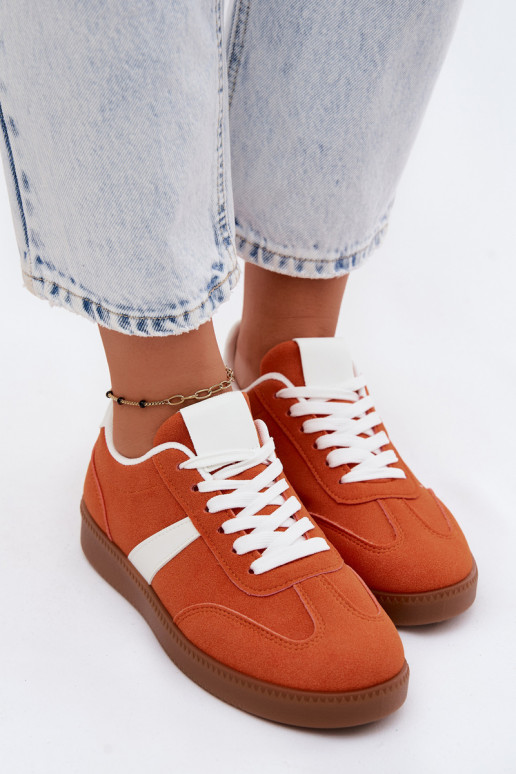 Sneakers met imitatie van faux suede in oranje Calira