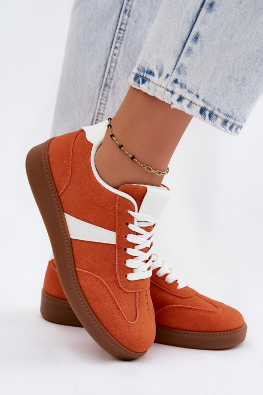 Sneakers met imitatie van faux suede in oranje Calira
