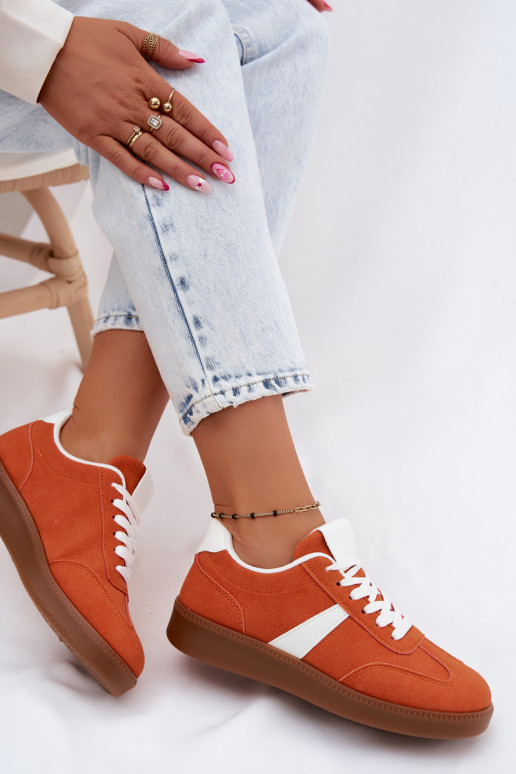 Sneakers met imitatie van faux suede in oranje Calira