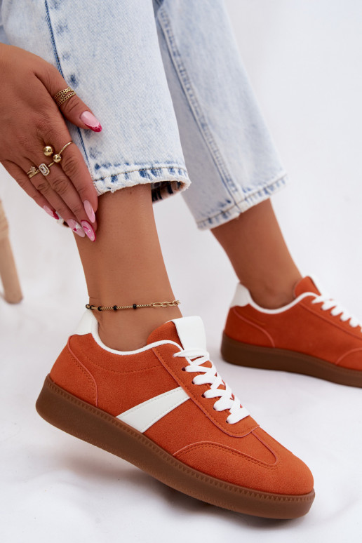 Sneakers met imitatie van faux suede in oranje Calira