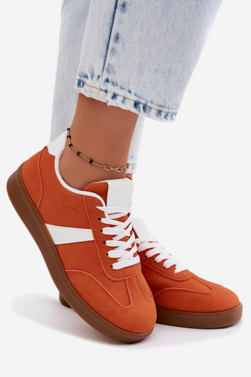 Sneakers met imitatie van faux suede in oranje Calira
