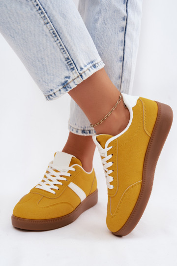 Sneakers met imitatie van faux suede in geel Calira