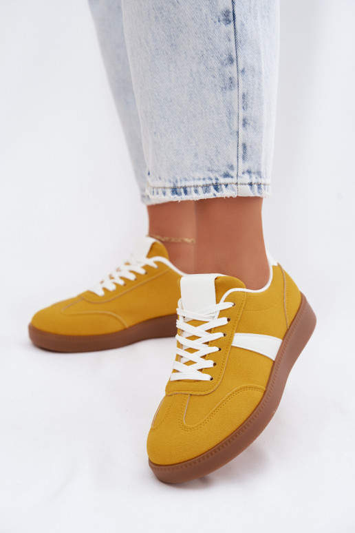 Sneakers met imitatie van faux suede in geel Calira
