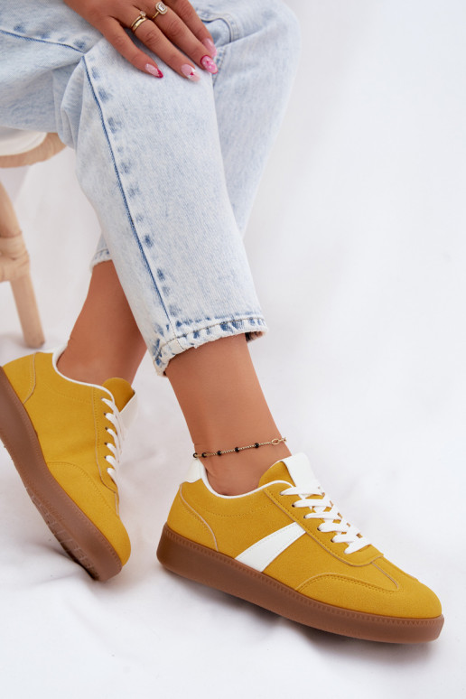Sneakers met imitatie van faux suede in geel Calira