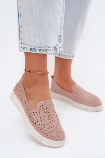 Roze geperforeerde instap schoenen Salty