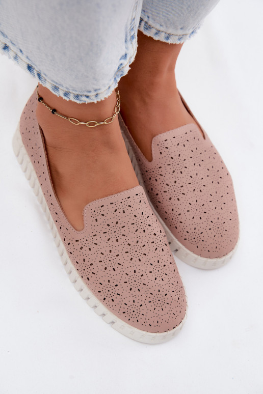 Roze geperforeerde instap schoenen Salty