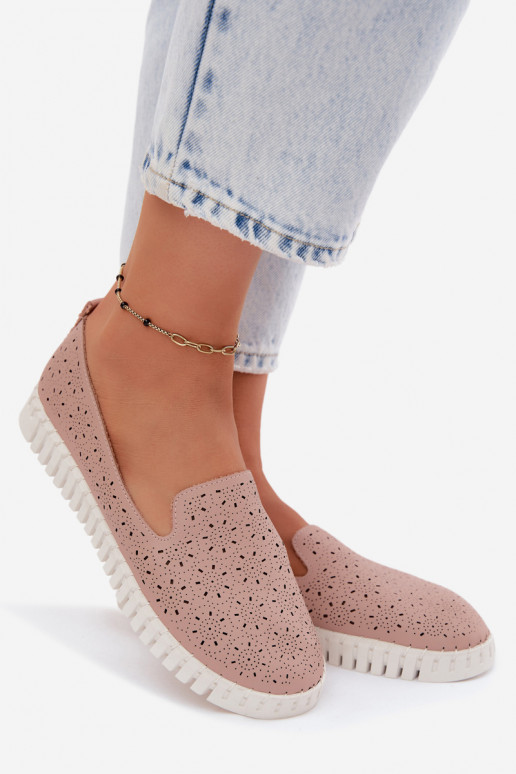 Roze geperforeerde instap schoenen Salty