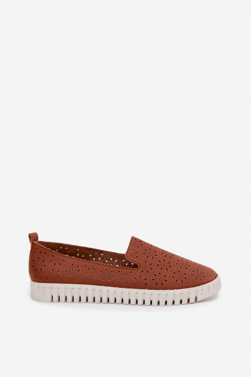 Bruine geperforeerde instap schoenen Salty