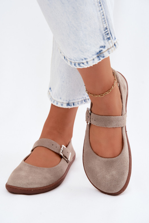 Cappuccino suède ballerina's Zazoo 316