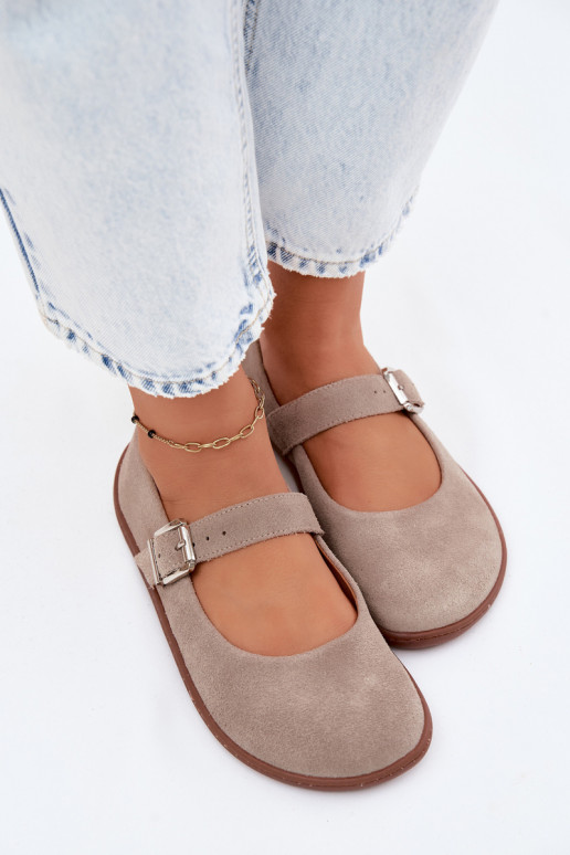 Cappuccino suède ballerina's Zazoo 316