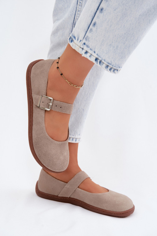 Cappuccino suède ballerina's Zazoo 316