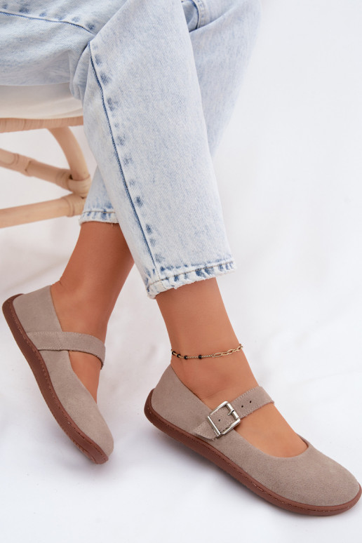 Cappuccino suède ballerina's Zazoo 316