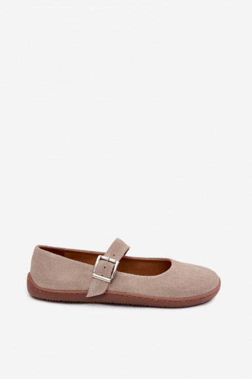 Cappuccino suède ballerina's Zazoo 316