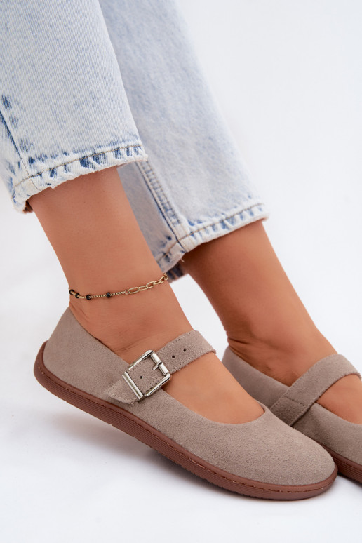 Cappuccino suède ballerina's Zazoo 316