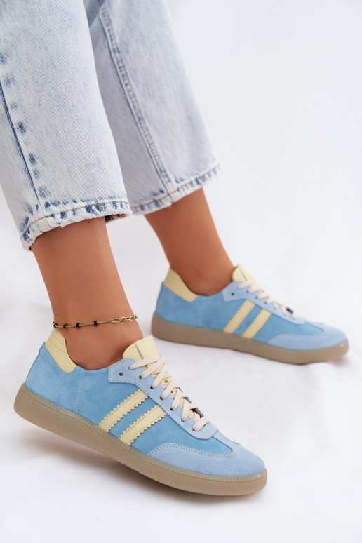 Zazoo N1068 van suède Laag Sneakers model schoenen Dames lichtblauIn