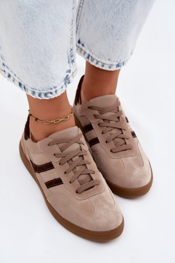 Leer van suède Sneakers model schoenen Dames Zazoo N1176S2 beige