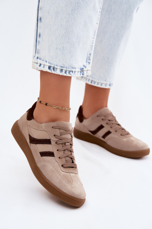 Leer van suède Sneakers model schoenen Dames Zazoo N1176S2 beige