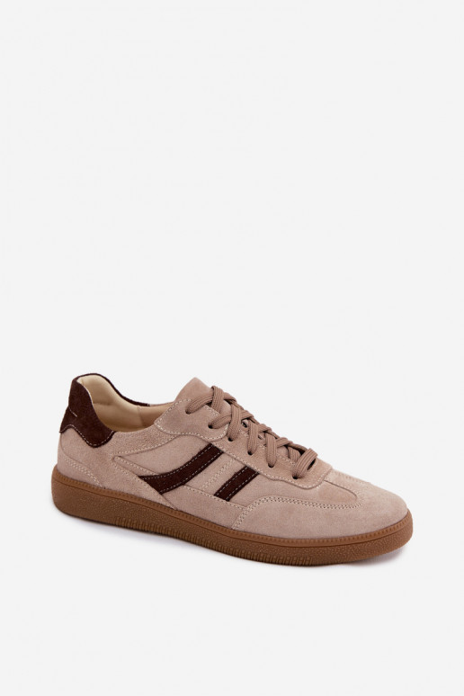 Leer van suède Sneakers model schoenen Dames Zazoo N1176S2 beige