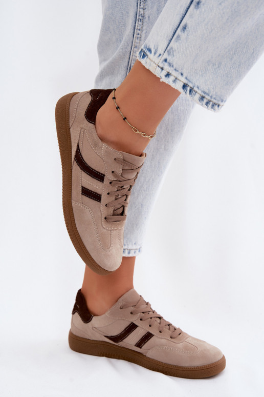 Leer van suède Sneakers model schoenen Dames Zazoo N1176S2 beige