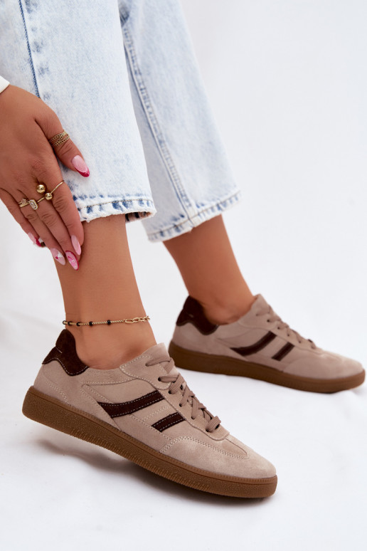 Leer van suède Sneakers model schoenen Dames Zazoo N1176S2 beige