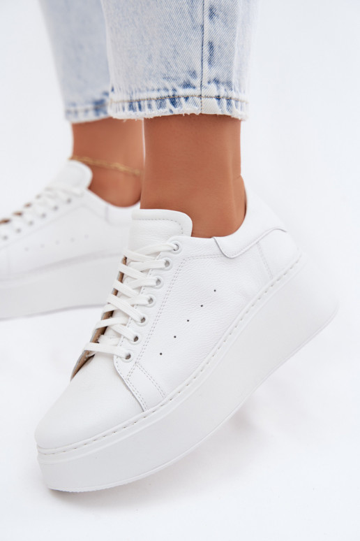 Leer Sneakers model schoenen Dames met platform Zazoo N408S2 Initte kleur