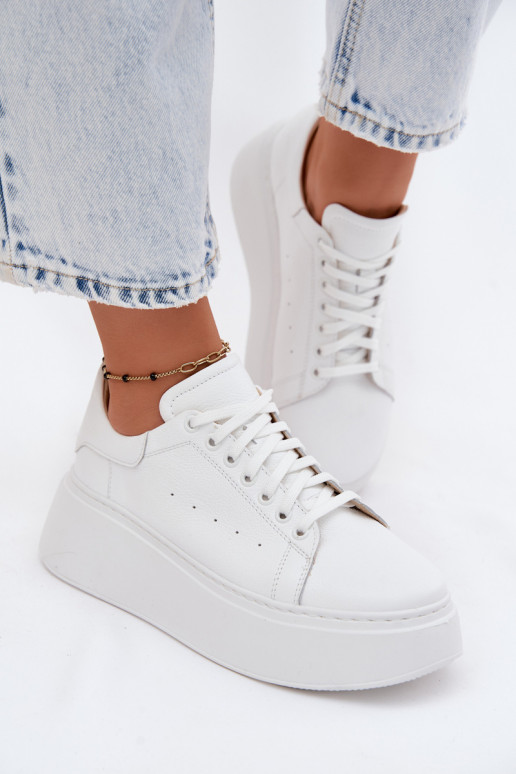 Leer Sneakers model schoenen Dames met platform Zazoo N408S2 Initte kleur