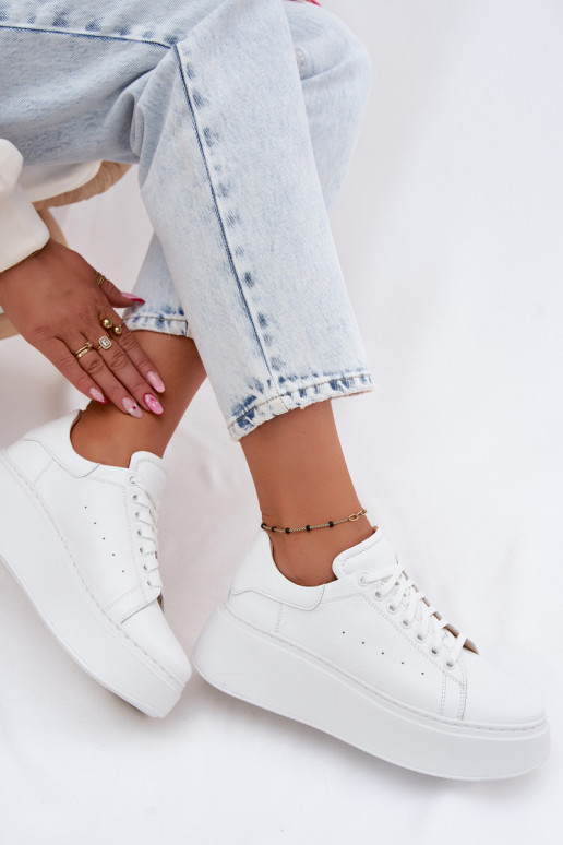 Leer Sneakers model schoenen Dames met platform Zazoo N408S2 Initte kleur