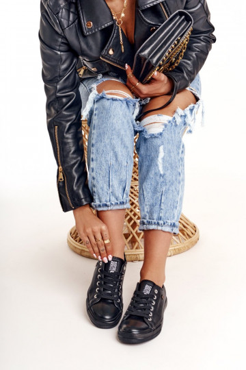 Dames leren sneakers Big Star zwart