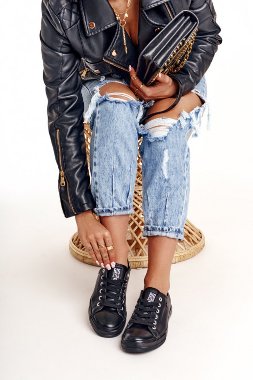Dames leren sneakers Big Star zwart