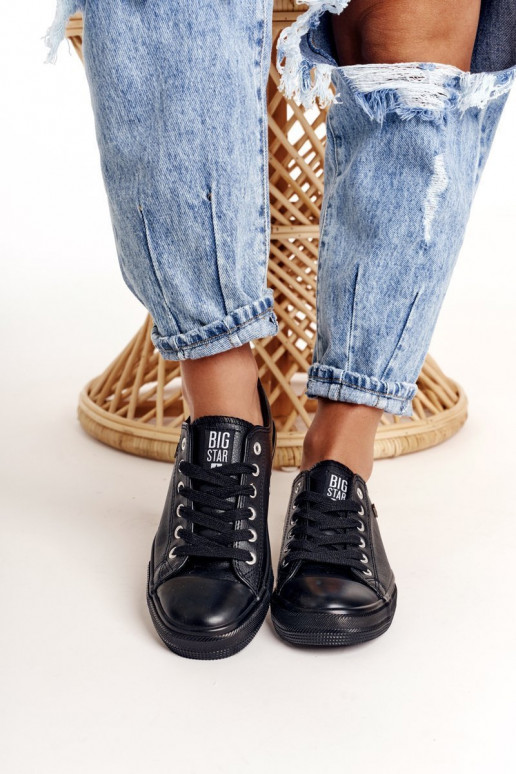 Dames leren sneakers Big Star zwart