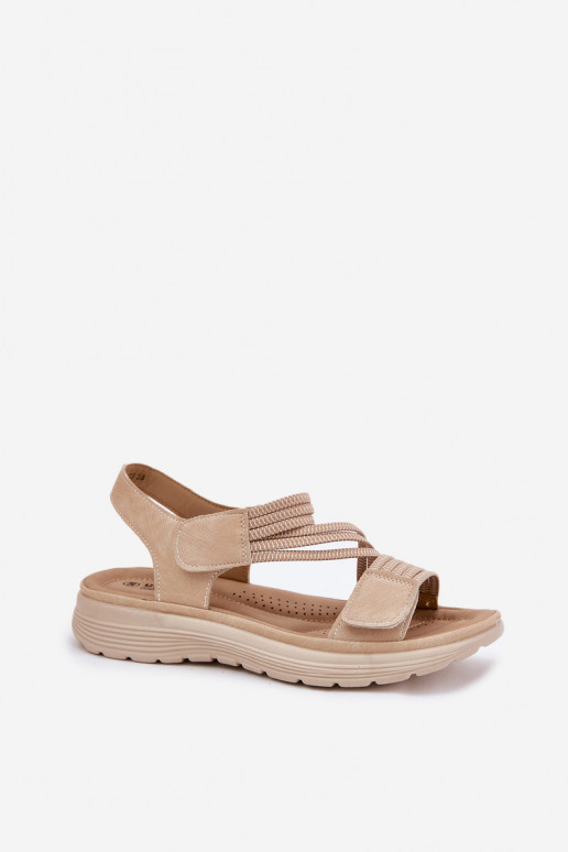 Comfortabele dames zandkleurige sandalen met plakkende sluitingen Hallriva