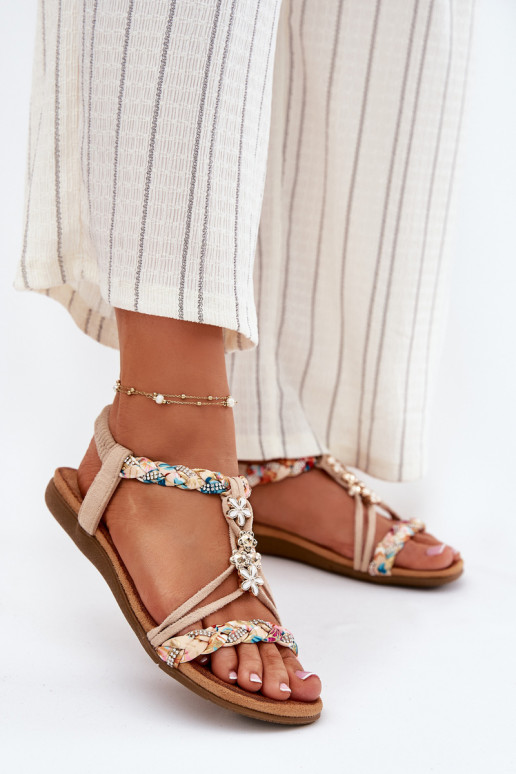 Dames sandalenPrzypinkami I Plecionymi Paskami beige Nusoreth