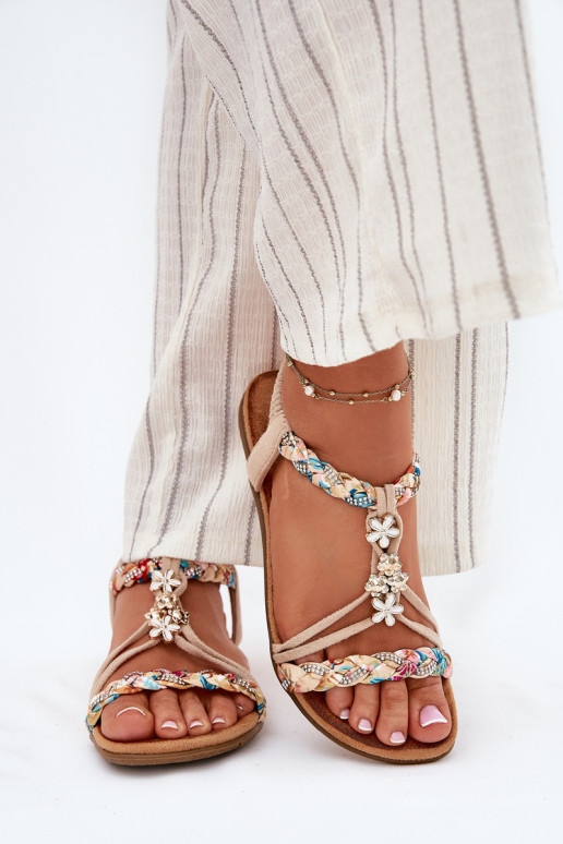Dames zandkleurige sandalen met bandjes Nusoreth