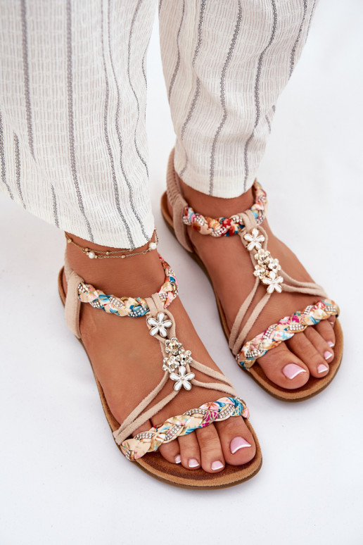 Dames zandkleurige sandalen met bandjes Nusoreth