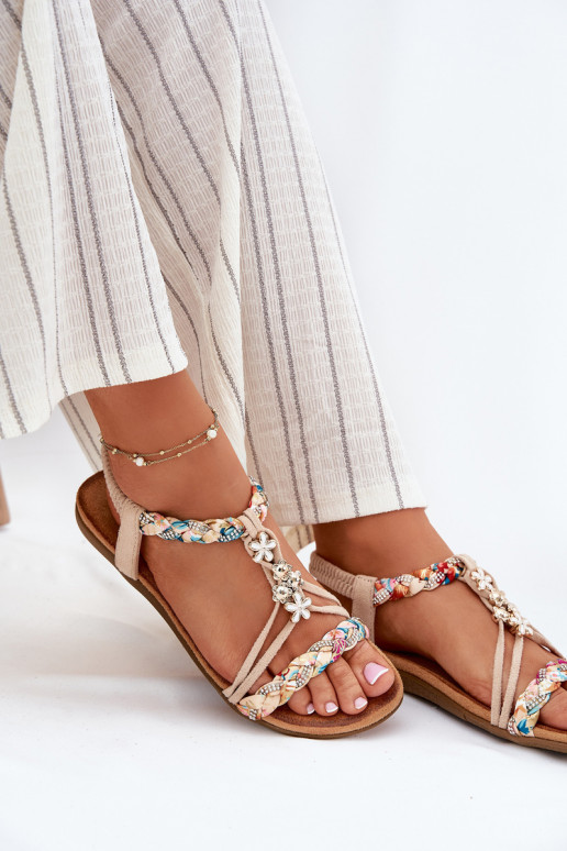 Dames zandkleurige sandalen met bandjes Nusoreth