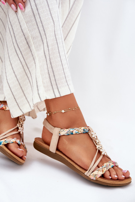 Dames sandalenPrzypinkami I Plecionymi Paskami beige Nusoreth