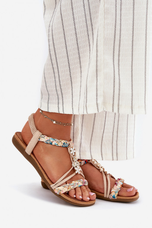 Dames zandkleurige sandalen met bandjes Nusoreth