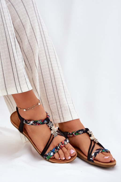 Dames zwarte sandalen met bandjes Nusoreth