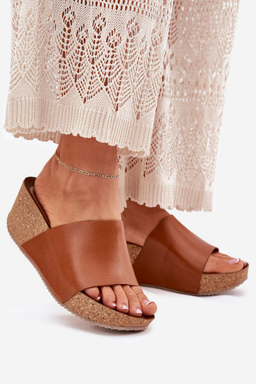 Zazoo 40291 Leren pantoffels Dames Op KorkoInym Koturnie bruine kleur