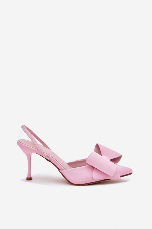 Roze hoge hakken met open hiel en strik Eklevia