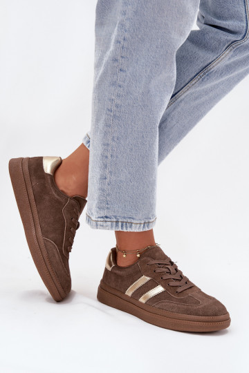 Heren bruine suède sneakers op platform Sylviona