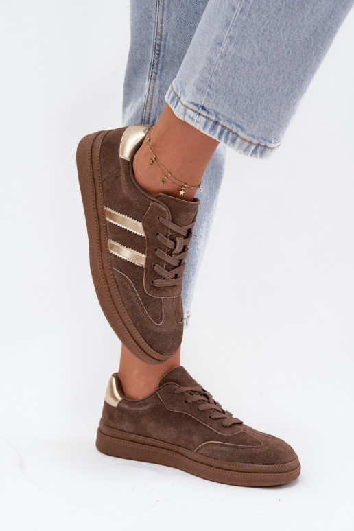 Heren bruine suède sneakers op platform Sylviona