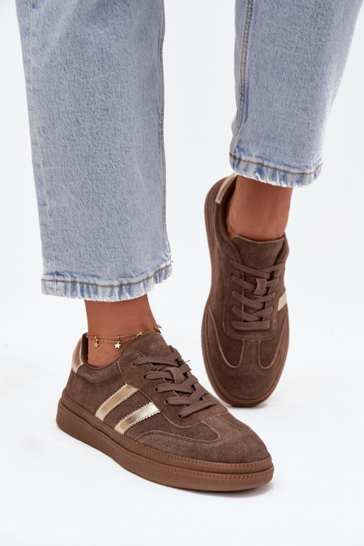 Heren bruine suède sneakers op platform Sylviona