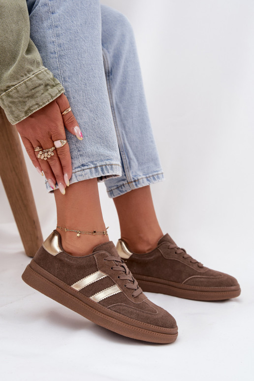 Heren bruine suède sneakers op platform Sylviona