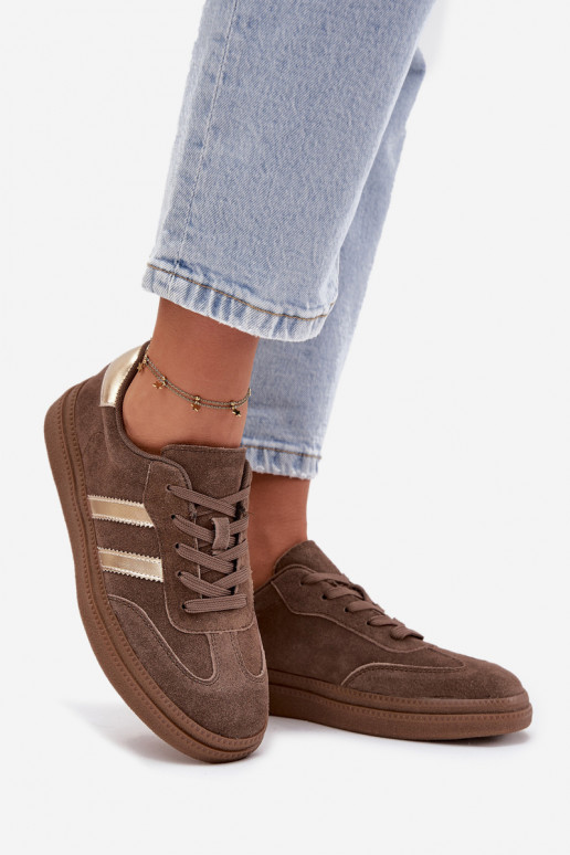 Heren bruine suède sneakers op platform Sylviona