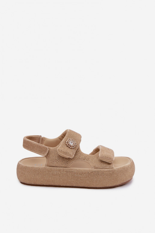 Gedecoreerde dames platformsandalen GOE TT2N4101 zandkleurig
