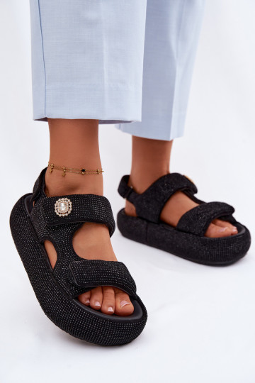 Gedecoreerde dames platformsandalen GOE TT2N4102 zwart