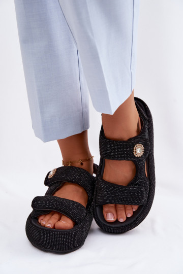 Gedecoreerde dames platformsandalen GOE TT2N4102 zwart 2